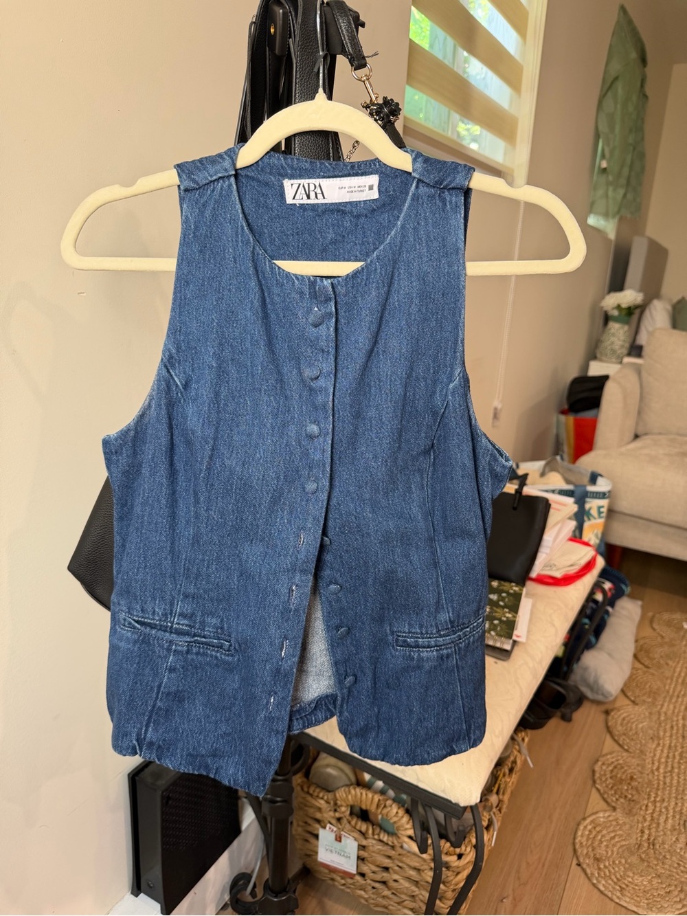 ZARA Blue Denim Vest with Front Buttons